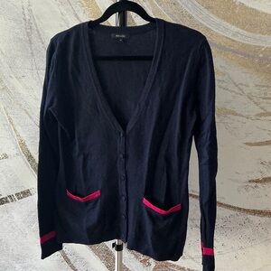 Women's Navy Cardigan with Pink Accents